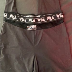 FILA Black Mesh Waist Leggings, full-length